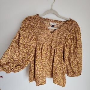 Universal Thread Mustard Floral Blouse